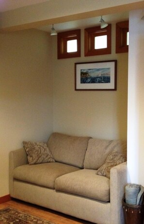 Alcove with pull out sofa. 
