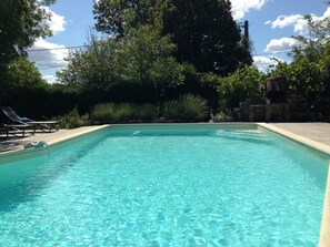 Secluded pool area surrounded by hedges... it's all yours to enjoy.