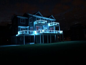 Night view of deck lighting.