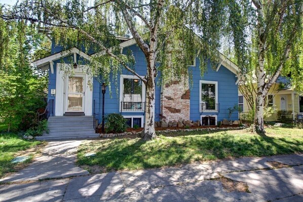 The front of the house -- shady, tree-lined streets.