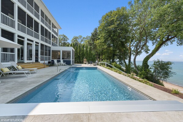 Heated pool is always ready for swimming