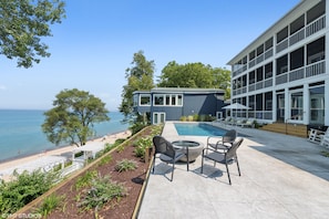 fire pit with view of lake

