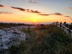 Sunsets steps away at the bay beach