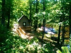 One of the mini cabins and boat dock before LAKE DRAINED DUE TO DAMN FAILURE!