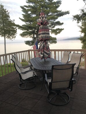 our new deck furniture is perfect for watching the activity on the lake