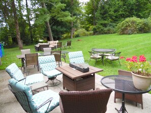 Backyard tabletop firepit.
