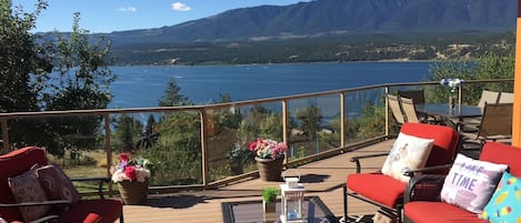 No better place than relaxing on the deck overlooking the lake below 