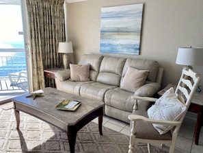 Living Area with new reclining sofas.