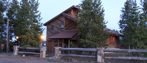 Exterior of house at sunset