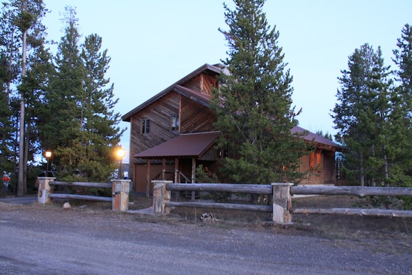 Exterior of house at sunset