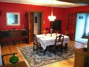 Dinning room restored. Complete with turn of the centry furnishings.