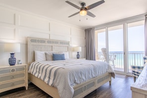 King size bed in the master bedroom.