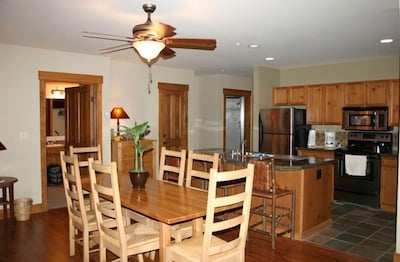 Open Floorplan of Dining Room/Kitchen  is Perfect for Après-ski