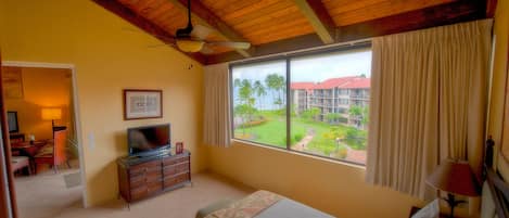 Master Bedroom view of Ocean, grounds, and Pool