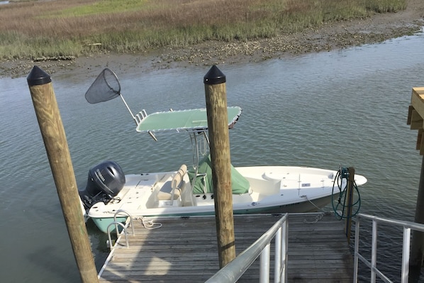 Deep water at all tides, for boating