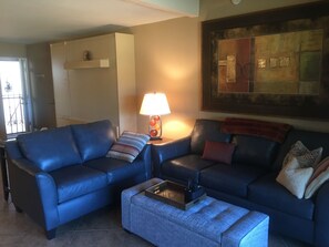 Comfortable stylish living room with Murphybed for guests