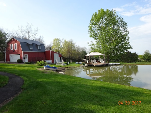 Pond, gazebo, paddle boat and fire ring available for guest use.