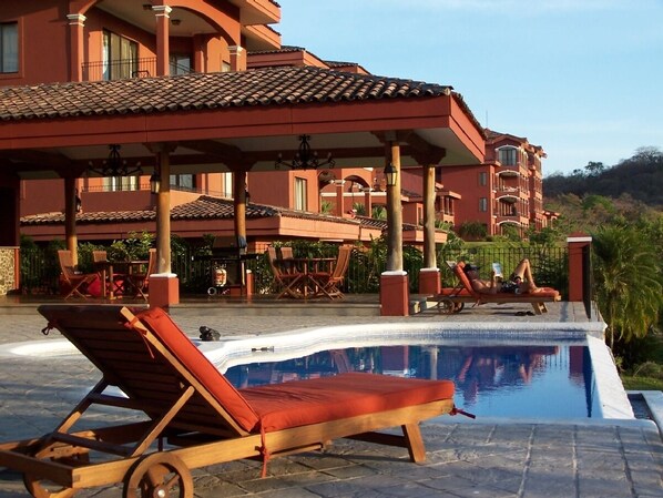 The Clubhouse pool is steps away for guests at the Bougainvillea Condos to enjoy