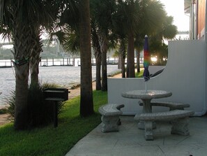 Patio Table and Charcoal Grill