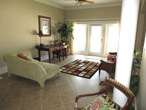 View of Living Area with Desk