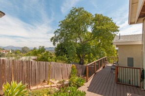The view as you approach the front door and deck