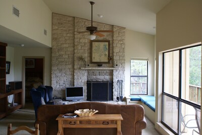 View of living area and fireplace