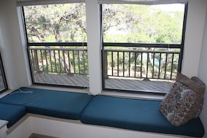 Window seat in living area. This is a great place for an afternoon siesta!