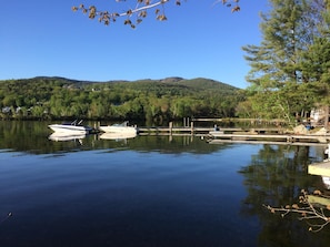 View from your dock space towards Mt Sunapee
