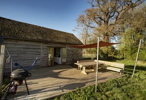 The private deck overlooking the field.