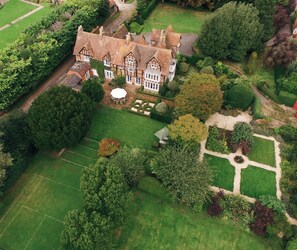 aerial view of the Grange and gardens