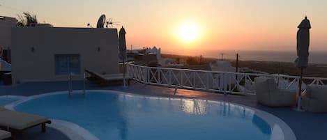 swimming pool and sunset