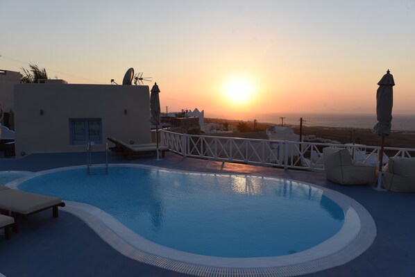 swimming pool and sunset