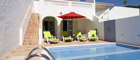 The villa has a new pool with a shallow paddling area beside the big pool