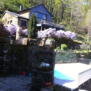The Lodge, terrace and pool 