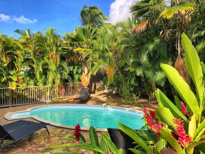 The swimming pool of 7.50 m by 3.50 m protected by an alarm