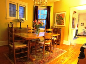 The dining room with original southern Georgia pine floors