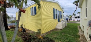 back and side.  back door is master bedroom. 