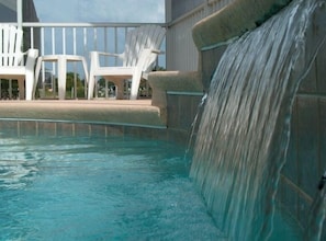 Enjoy the sunny South-facing waterfall pool!