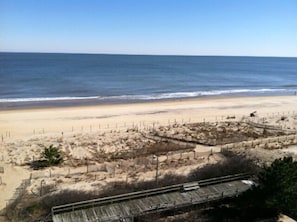 Winter View from Balcony of Ocean and Beach/it is closer than appears in photo
