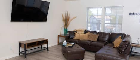 Living room area with smart TV