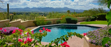 View of Tucson Mts overlooking the Pool... jacuzzi is to the left.