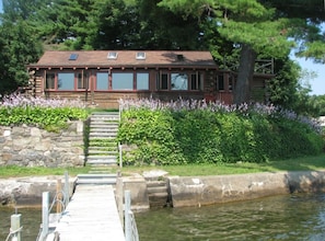 Log Cabin from dock on Lake