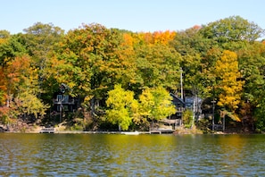 View from the lake ... Guest House to the left and Main Cottage to the right