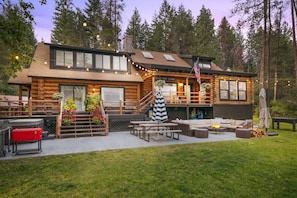 Rear view of house at twilight