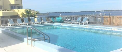 Community Pool with a view of the Santa Rosa Sound