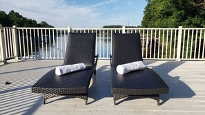Lounge and relax on the spacious upper dock deck
