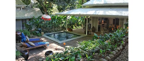 The property has a splash pool right outside of the main house. 