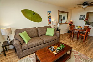 New sleeper sofa that pulls out to a queen size bed with a memory foam mattress.