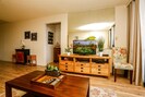 Living area with cable TV, blu-ray DVD player, books, games and more!