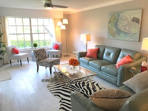 Living room looks out onto garden